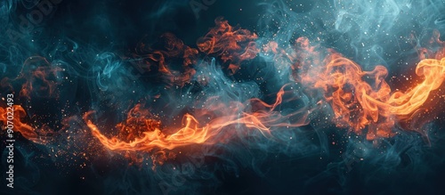 Abstract Fire and Smoke with Sparkles on a Dark Background