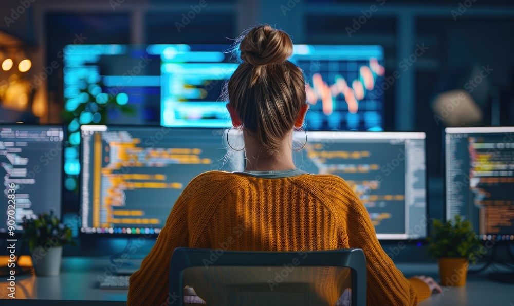 Woman Software Developer Manager Leading a Team at the Workplace