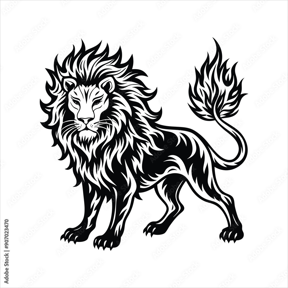 Lion of fire black vector Lion of fire black vector