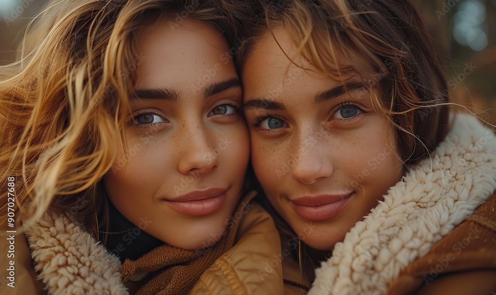 The couple of girls embrace the friendly concept of nature, lifestyle, and people in the park. The couple of girls embrace the friendly concept of nature, lifestyle, and people in the park.