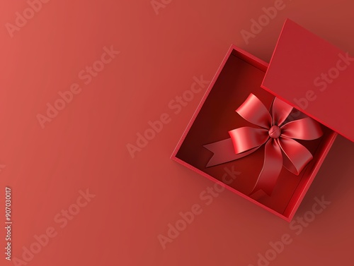 Open Red Gift Box with a Stunning Ribbon Bow - Ideal for Festive and Romantic Gifts
