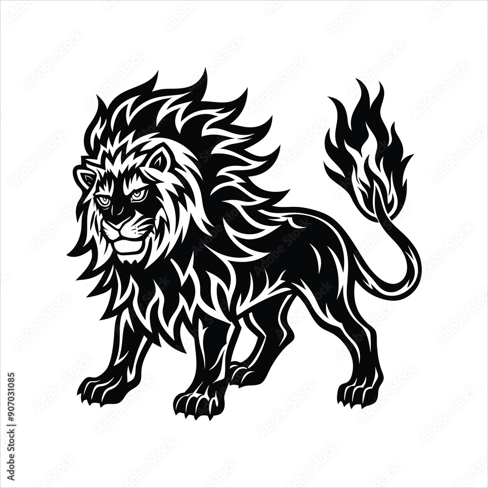 Lion of fire black vector Lion of fire black vector