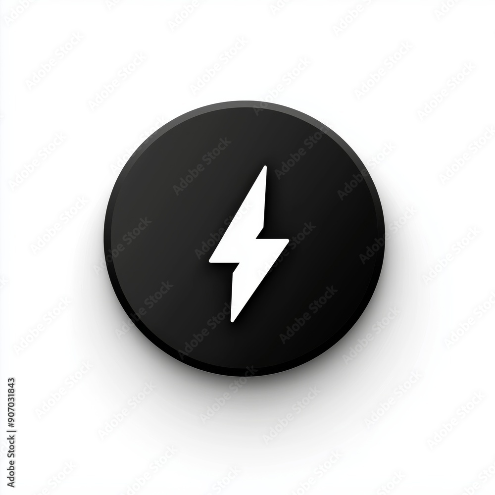 Modern Lightning Bolt Icon in Black and White Modern Lightning Bolt Icon in Black and White