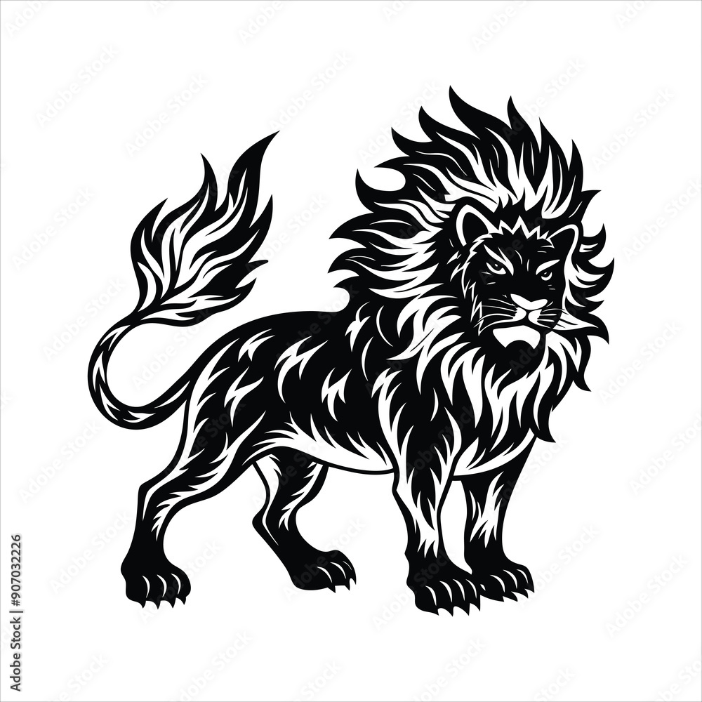 Lion of fire black vector Lion of fire black vector