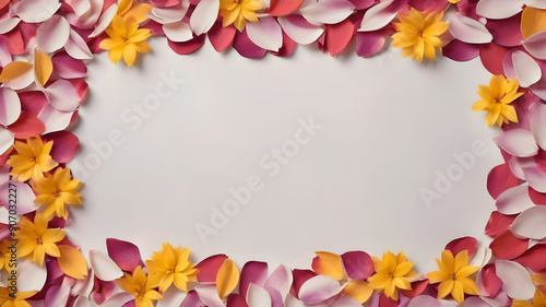 Wallpaper Mural Frame made of colorful flower petals, text space. Generative AI Torontodigital.ca