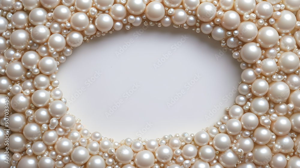 Frame made of white pearls, text space. Generative AI Frame made of white pearls, text space. Generative AI