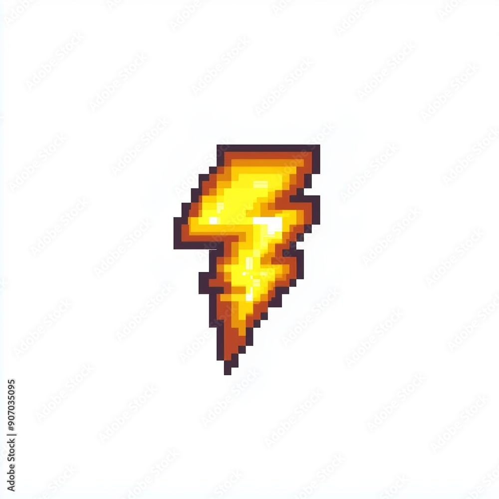 Fototapeta premium Animated Lightning Bolt Pixel Art Icon