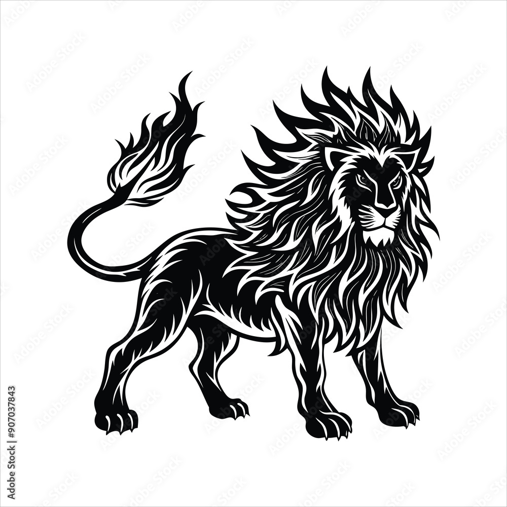 Lion of fire black vector