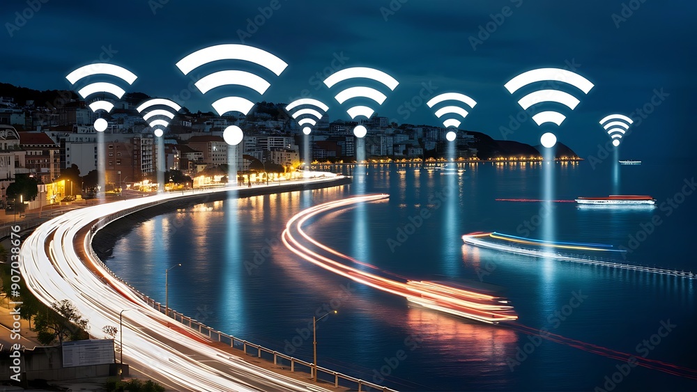 Fototapeta premium Smart City WiFi: Enhancing Urban Living with Wireless Connectivity