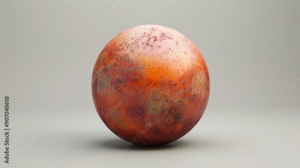 Fototapeta premium 3d render of sphere red planet on grey background ai generated
