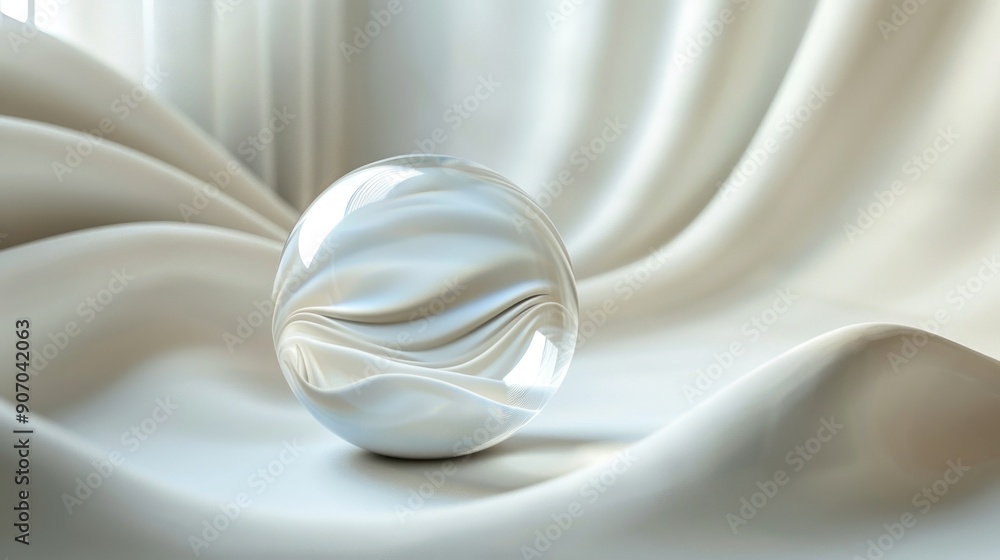 3d render with abstract art piece glass sphere with blur effect on the edges with white organic ceramic glossy object inside in curve wavy biological lines ai generated 3d render with abstract art piece glass sphere with blur effect on the edges with white organic ceramic glossy object inside in curve wavy biological lines ai generated