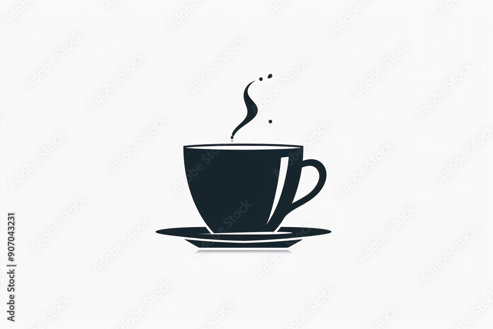 Minimalist image featuring a black coffee mug shape against a pure white backdrop. Minimalist image featuring a black coffee mug shape against a pure white backdrop.