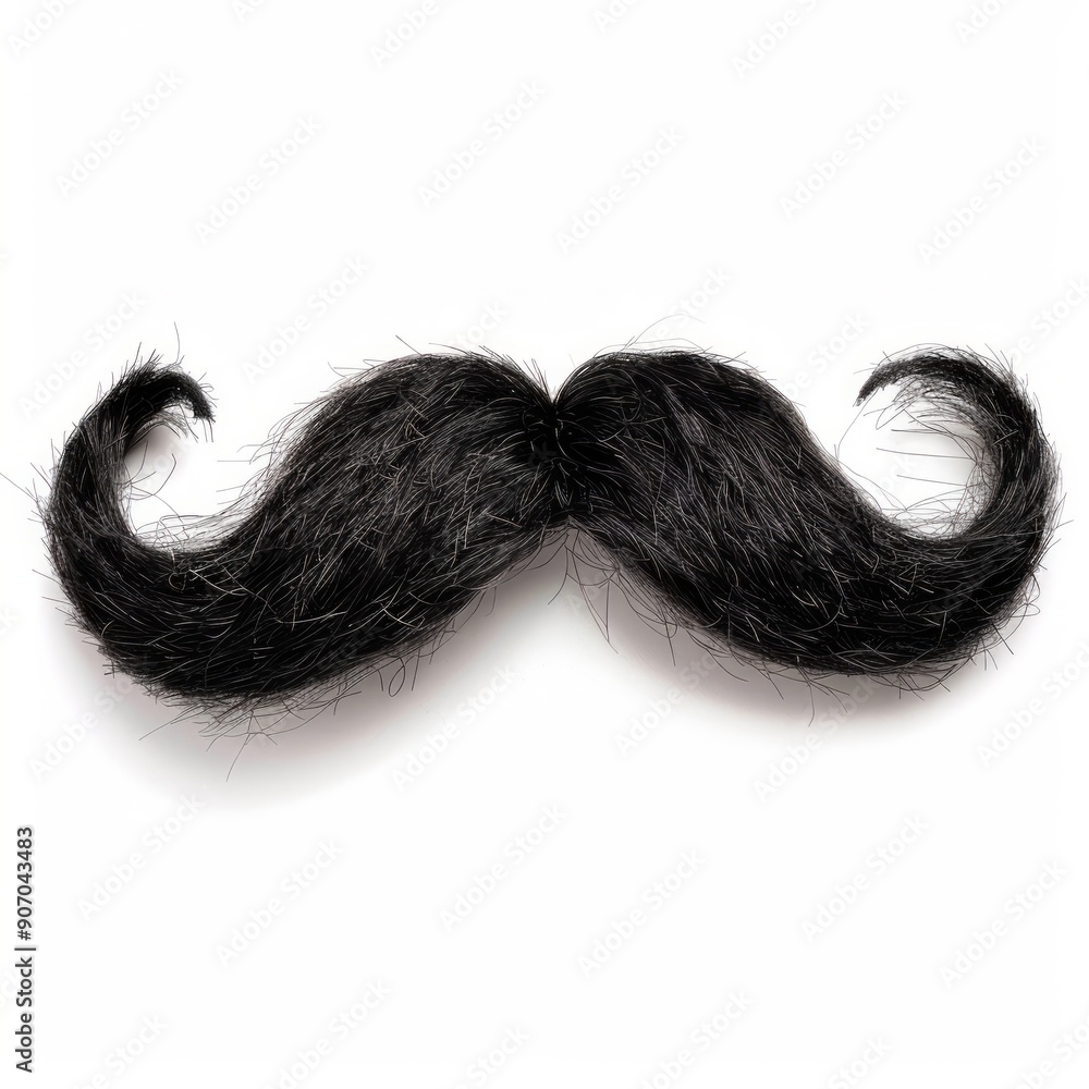 Medium shot of Fake black mustache, isolated on a white background, bright and vivid tonality, Medium shot of Fake black mustache, isolated on a white background, bright and vivid tonality,