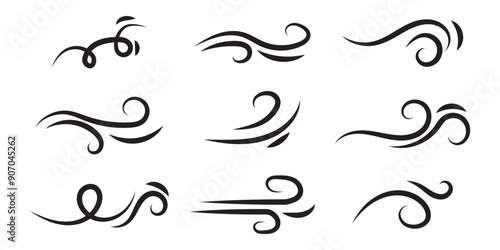 Wind blow line icon fresh vector cloud air isolated speed symbol. Wind blow air line icon logo.