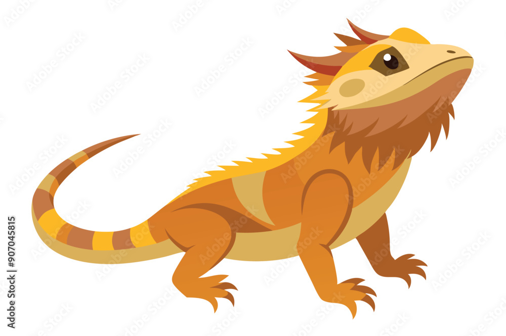 Fototapeta premium Bearded dragon animal flat vector illustration on white background 
