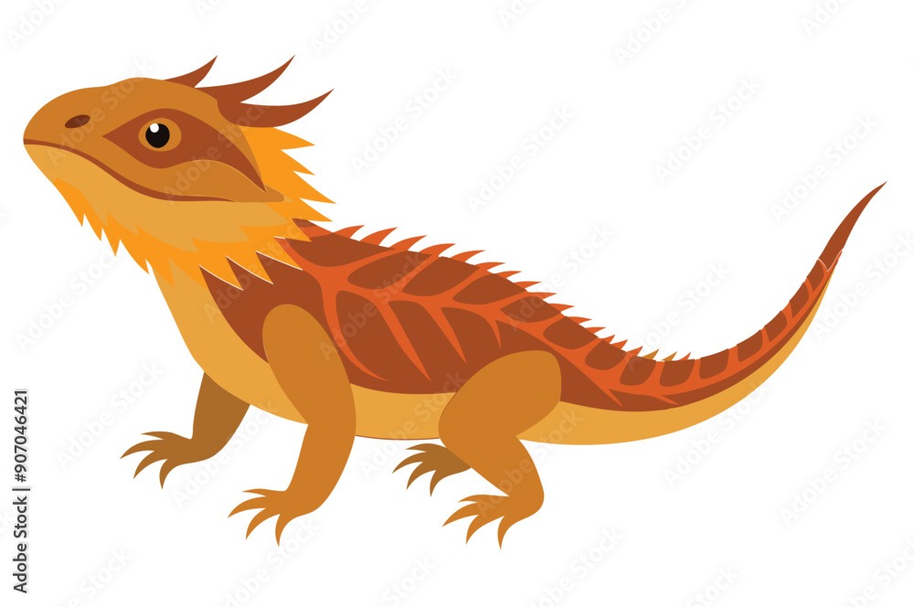 Fototapeta premium Bearded dragon animal flat vector illustration on white background 