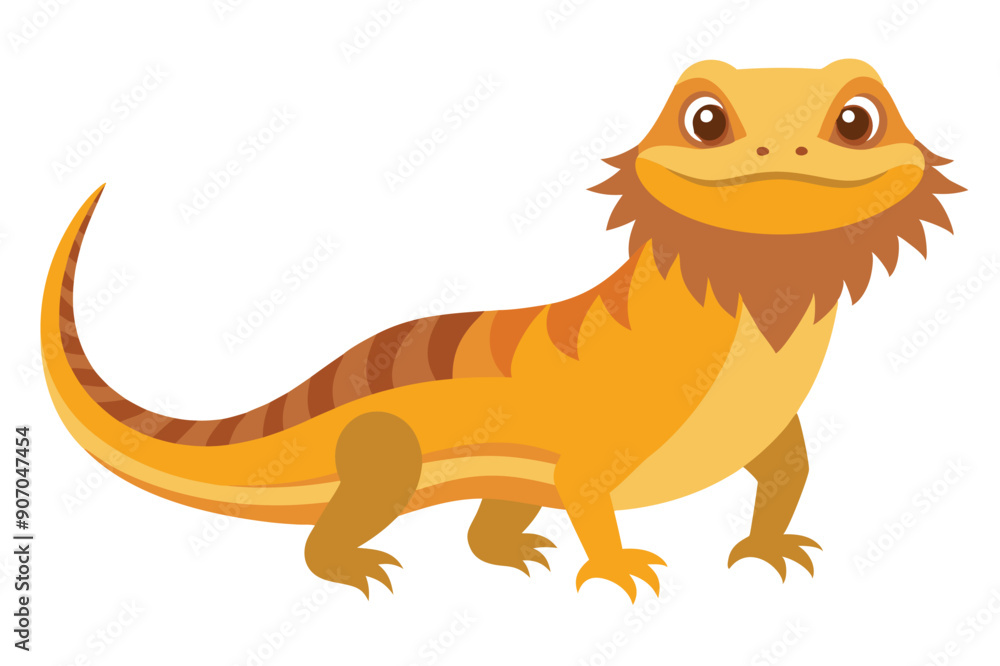 Fototapeta premium Bearded dragon animal flat vector illustration on white background 
