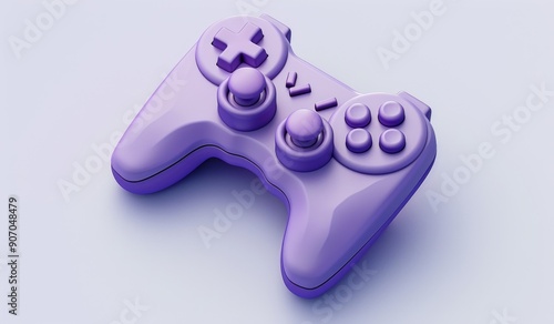 Purple game controller icon on light background with simple modern design