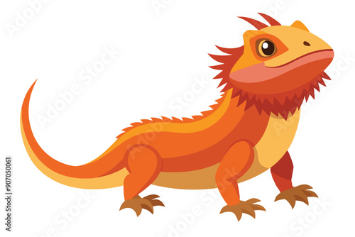 Bearded dragon animal flat vector illustration on white background 