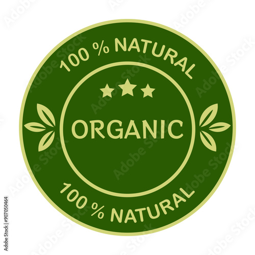 Organic product label.100% organic.Sticker,label,badge and logo for organic and natural products.Ecology icon.Logo template. Vector illustration.