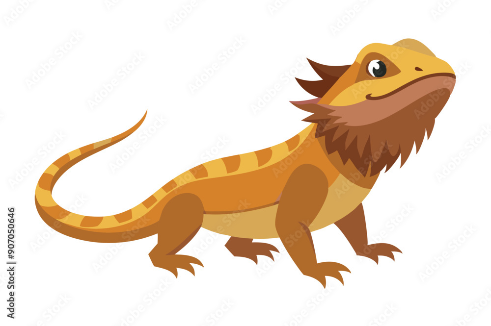 Fototapeta premium Bearded dragon animal flat vector illustration on white background 