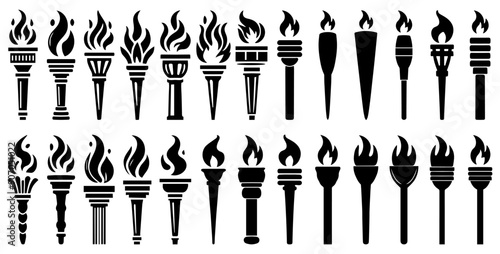 a set of high-quality vector torch icons