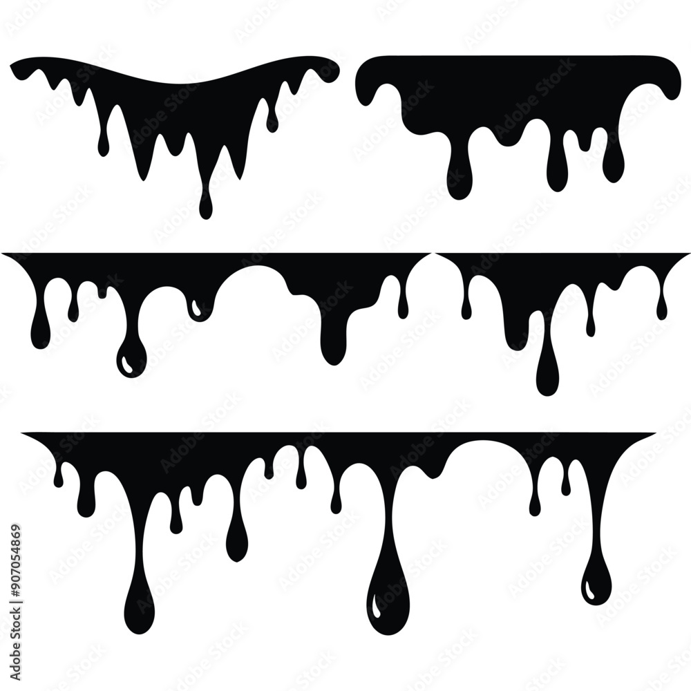 Dripping Liquid Paint Oil Vector silhouettes Dripping Liquid Paint Oil Vector silhouettes