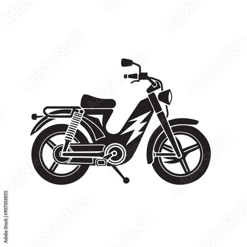 ELECTRIC BICYCLE in cartoon, doodle style . Image for t-shirt, web, mobile apps and ui. Isolated 2d vector illustration in logo, icon, sketch style, Eps 10, black and white. AI Generative