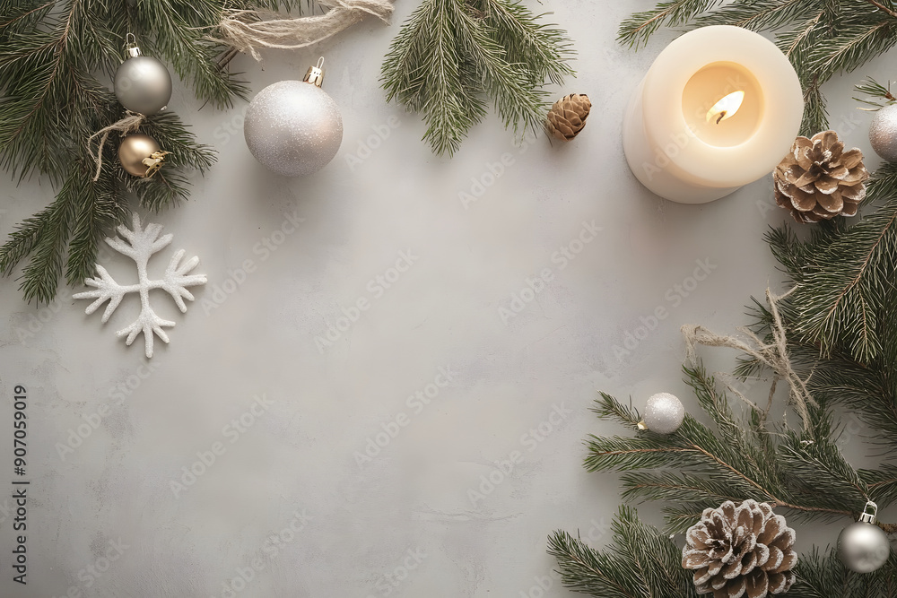 Christmas flat lay mockup background with copy space. Scandinavian Christmas background.
Christmas flat lay mockup background with copy space. Scandinavian Christmas background.