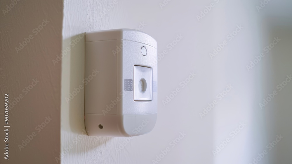 Motion Sensor Alarm Installation Close-Up - Home Security Device for Safety Motion Sensor Alarm Installation Close-Up - Home Security Device for Safety
