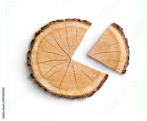 Organic Illustration of pie chart of financial figures, demographics, business numbers. Segments or portions of data represented in nature.