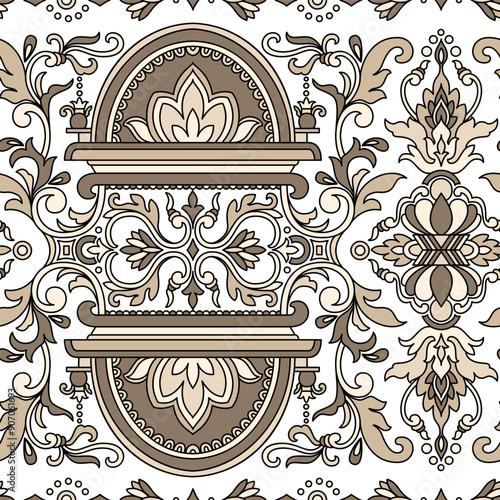 Traditional spanish floral ornament floor tiles. Portuguese motifs. Intricate mosaic pattern design