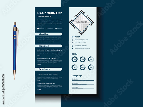  Professional modern minimal clean CV resume template design