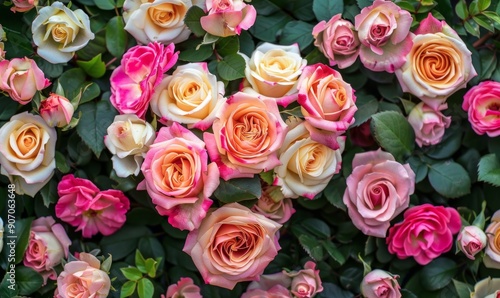 Beautiful Floral Background with Roses. Natural Wallpaper Background with Heart Shape.