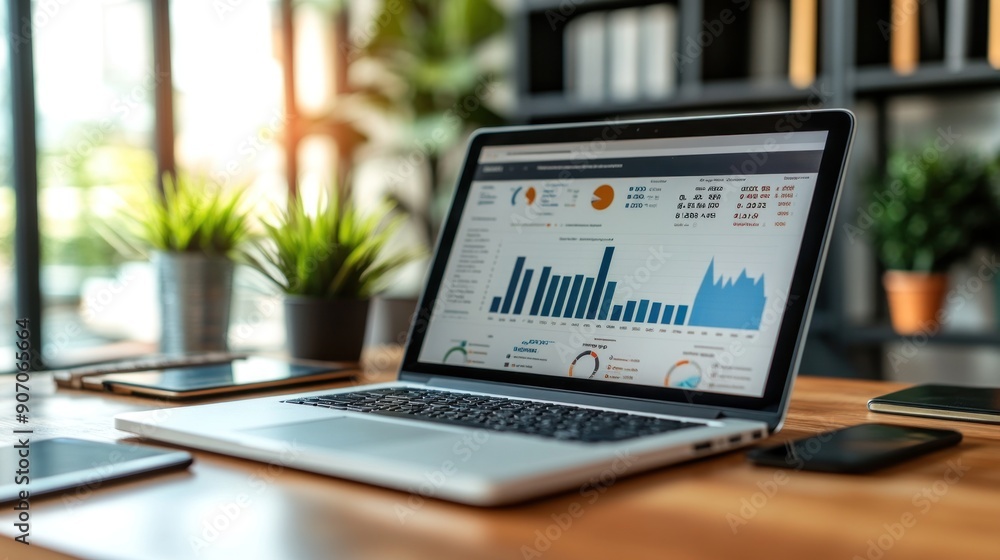 Laptop with Financial Data Laptop with Financial Data