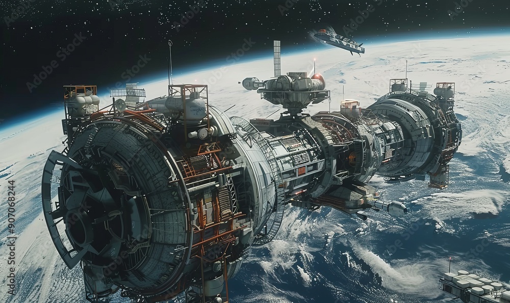 The abandoned space station drifts in the vastness of space, a relic of human ambition now adrift The abandoned space station drifts in the vastness of space, a relic of human ambition now adrift