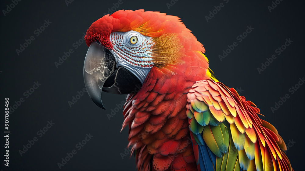 Fototapeta premium Surreal Dada Parrot with Dark Backdrop