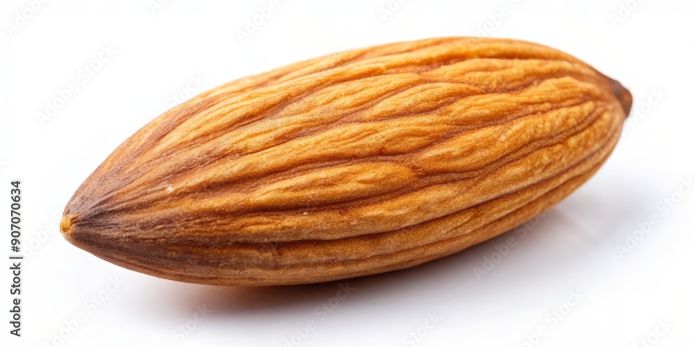 Closeup of a Single Almond, Isolated on White Background, Food Photography, Almond, Nut, Healthy Snack, Closeup of a Single Almond, Isolated on White Background, Food Photography, Almond, Nut, Healthy Snack,