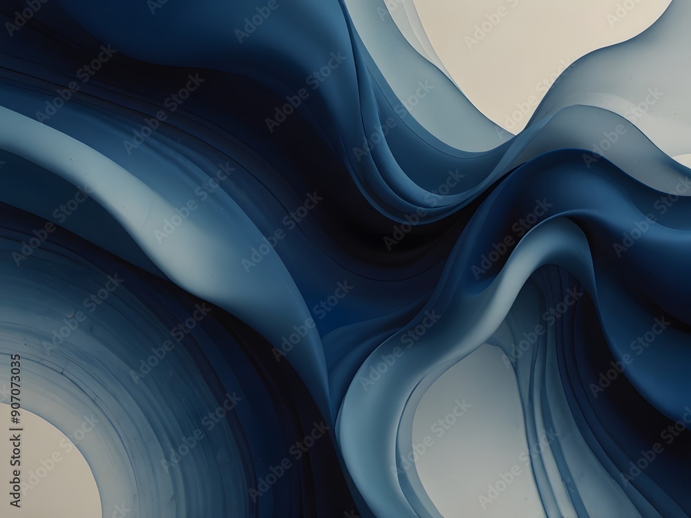 Smooth blue satin waves dance in soft light, abstract artistic textile backdrop Smooth blue satin waves dance in soft light, abstract artistic textile backdrop