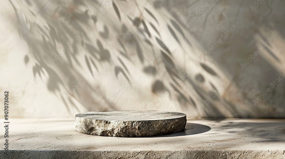 Stone podium for display product. Background for cosmetic product branding, identity and packaging Stone podium for display product. Background for cosmetic product branding, identity and packaging