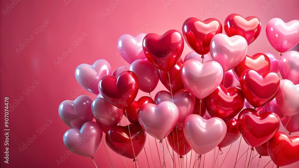 Heart Balloons Love in the Air, 3D Render, Valentine's Day, Romantic, Decoration Heart Balloons Love in the Air, 3D Render, Valentine's Day, Romantic, Decoration