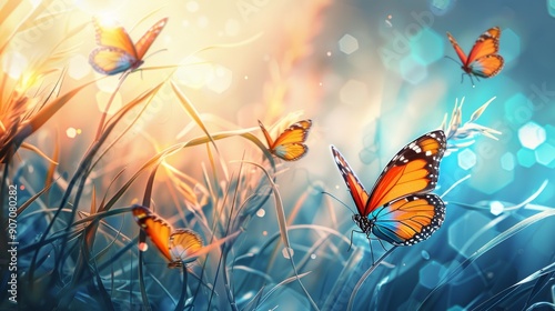 Butterflies in a Sunlit Mea...