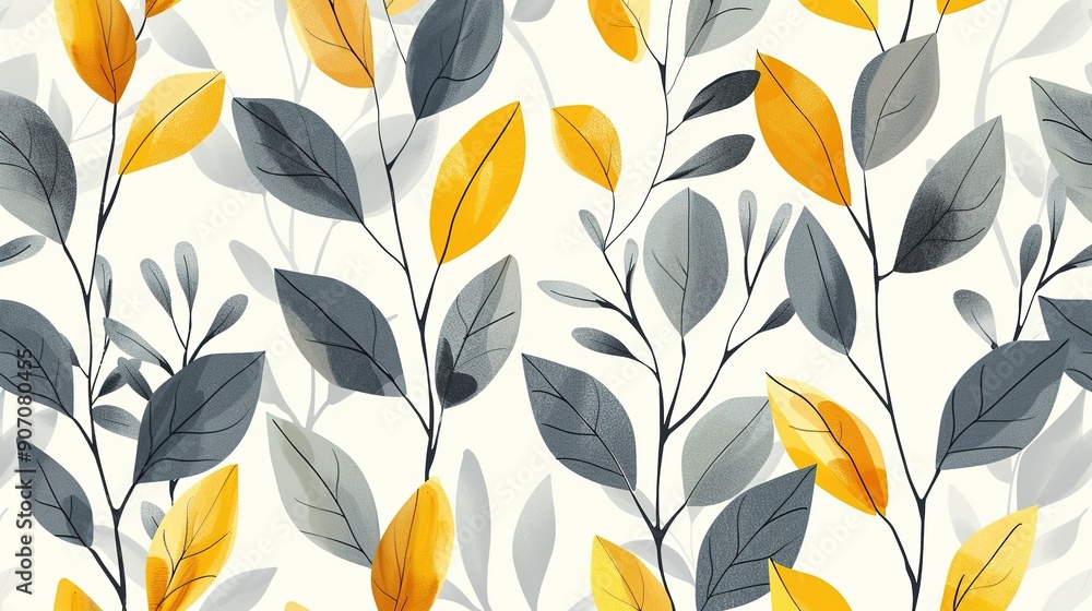 A beautiful pattern of leaves in various shades of blue green and yellow A beautiful pattern of leaves in various shades of blue green and yellow