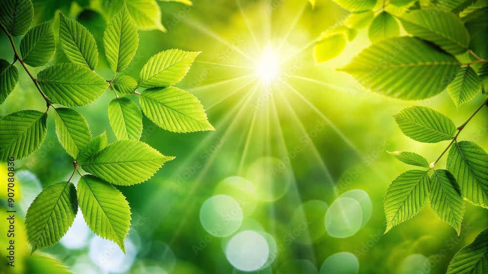 Sunlit Green Leaves in a Forest, Nature , Forest , Sunlight , Bokeh Sunlit Green Leaves in a Forest, Nature , Forest , Sunlight , Bokeh