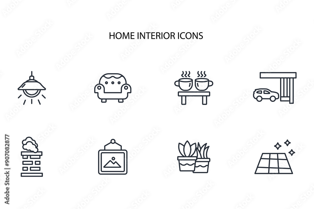 Home interior icon set.vector.Editable stroke.linear style sign for use web design,logo.Symbol illustration. Home interior icon set.vector.Editable stroke.linear style sign for use web design,logo.Symbol illustration.
