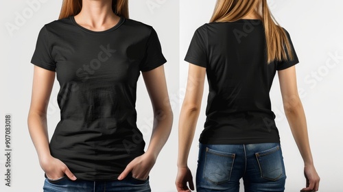Woman in Black T-Shirt Mock...