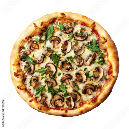 Mushroom Pizza Isolated on ...