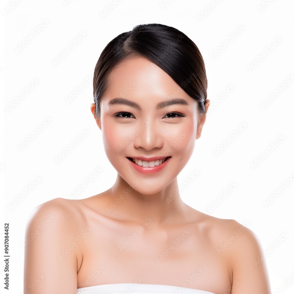 Portrait of cute japan women spa healthy skin, isolated on white background Portrait of cute japan women spa healthy skin, isolated on white background
