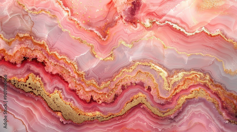 A chic pink marble background featuring gold watercolor textures and a hint of white paint glitter. The seamless agate pattern offers a sophisticated and elegant wallpaper effect A chic pink marble background featuring gold watercolor textures and a hint of white paint glitter. The seamless agate pattern offers a sophisticated and elegant wallpaper effect