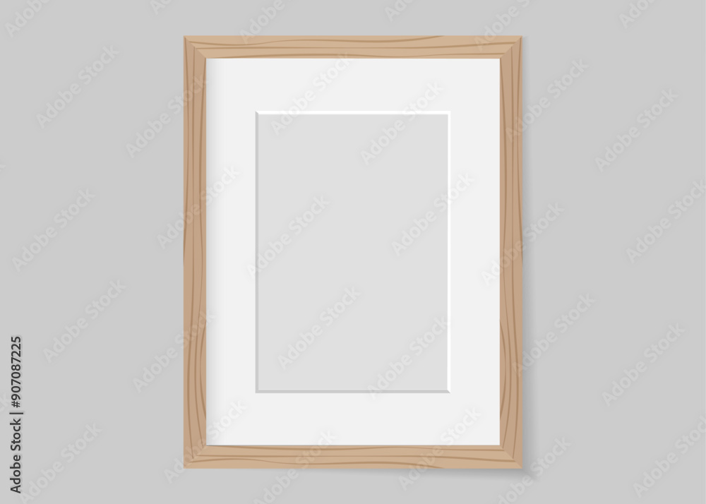 Wooden frame with shadow on a wall. Vector mock up with place for design. Wooden frame with shadow on a wall. Vector mock up with place for design.